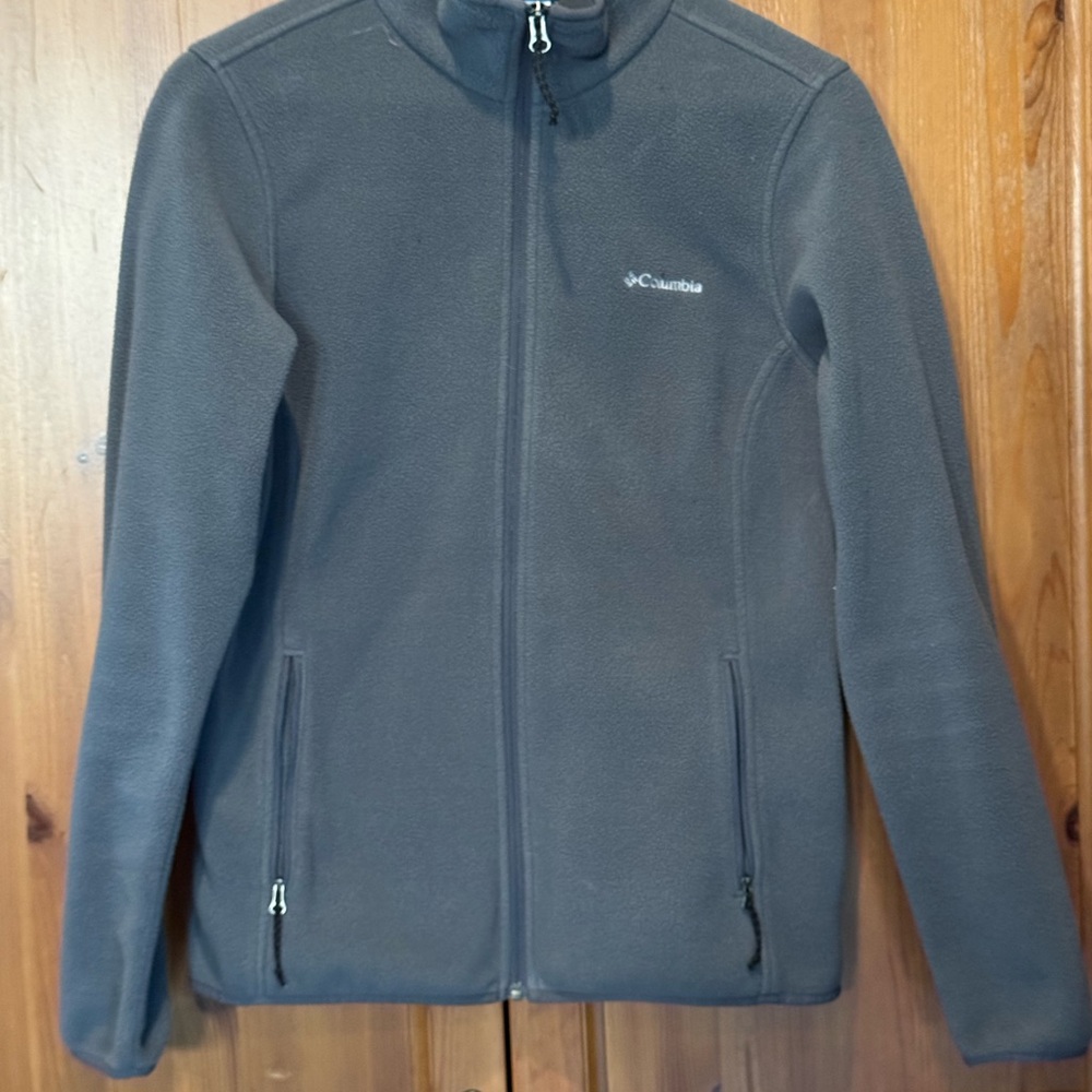 Columbia Charcoal Slate Gray Fleece Full Zip Jacket Size M 19"x26"